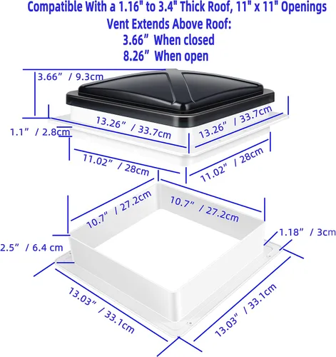 Miniatura 6 de Ventilador de ventilación de techo RV de 11 pulgadas, reversible de 6 velocidades (ahumado de 11 pulgadas)