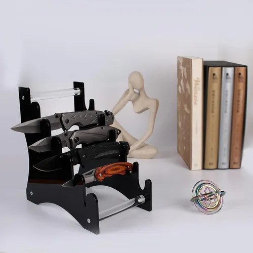 Miniatura 6 de WANLIAN Soporte de exhibición de cuchillos, soporte para cuchillos, estante de almacenamiento de cuchillos de acrílico para exhibir cuchillos Negro