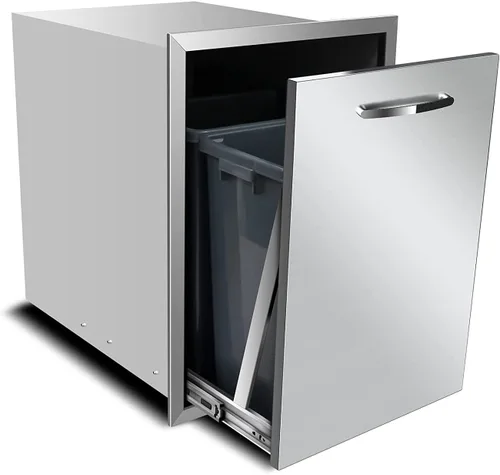Miniatura 12 de Cajón de basura doble integrado de 16 pulgadas de ancho x 22.3 pulgadas de alto x 18 pulgadas de profundidad, bandeja extraíble para cocina al aire