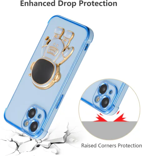 Miniatura 5 de RALEAVO Funda para iPhone 11, linda funda de astronauta 6D con función de soporte, funda con enchapado de lujo, ajuste delgado, TPU suave, protector