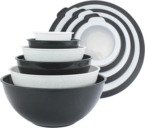 Miniatura 41 de COOK WITH COLOR - Tazones para mezclar anidables, juego de 12 tazones de plástico con tapas, aptos para microondas (menta degradada)