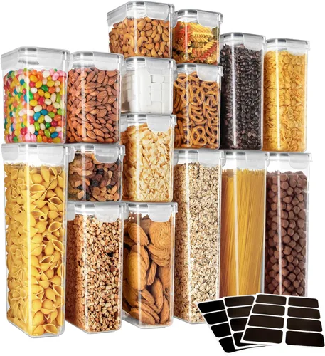 Miniatura 7 de MR.SIGA Juego de 12 recipientes herméticos para almacenamiento de alimentos, sin BPA, organización de despensa de cocina, recipientes de cocina