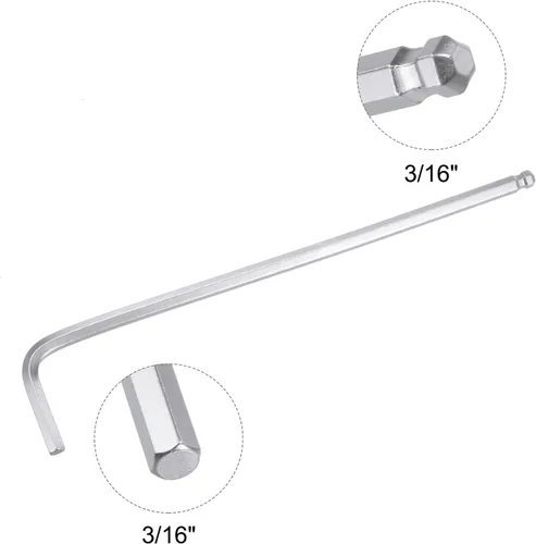 Miniatura 3 de uxcell Llave hexagonal de extremo de bola de 3/16", herramienta de reparación CR-V de brazo largo en forma de L, SAE 4 piezas