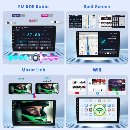 Miniatura 5 de [2G+64G] Estéreo de coche Android de doble DIN de 10.1 pulgadas, radio de pantalla táctil de 10 pulgadas con CarPlay inalámbrico y cableado/Android