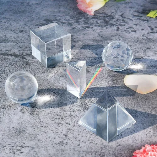 Miniatura 7 de Supkiir Paquete de 5 prismas de fotografía de cristal óptico K9 con bola de cristal, prisma triangular, bola de prisma de lente y pirámide óptica