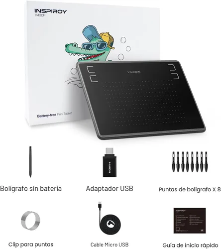 Miniatura 9 de HUION Inspiroy H430P - Tableta gráfica de 4.8 x 3 con lápiz sin batería, 4 teclas de acceso rápido, tableta artística para dibujar, escribir