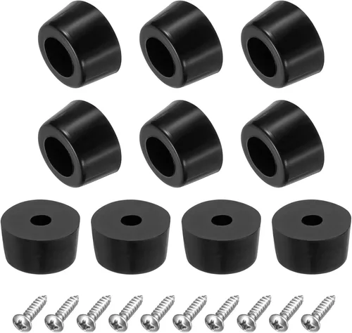 uxcell 10 piezas topes de goma, almohadillas redondas de 0.28 pulgadas de alto x 0.51 pulgadas de ancho con arandela de acero inoxidable y tornillos