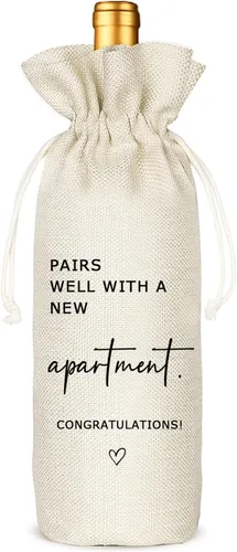 Socive Combina bien con una nueva bolsa de vino de apartamento, regalo de inauguración de la casa, nuevo regalo para él, regalo para ella, bolsa de