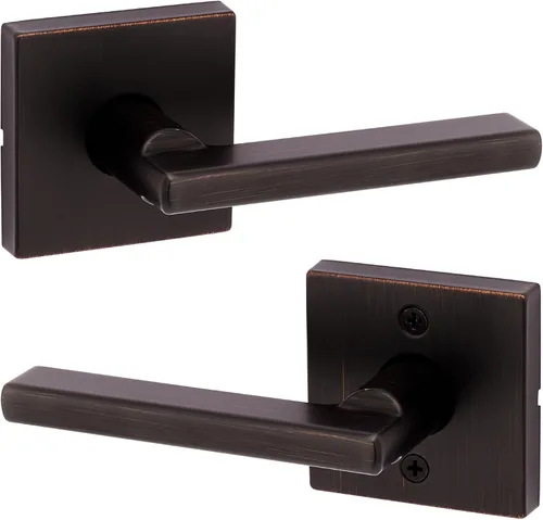 Miniatura 31 de Kwikset Halifax Manija interior de puerta de privacidad con cerradura, manija de puerta para baño y dormitorio, cerradura de botón de presión sin