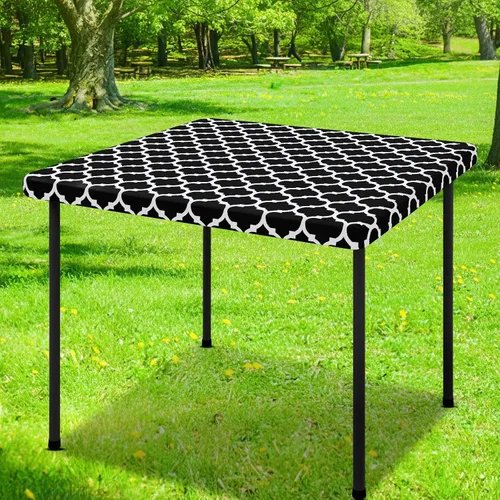 Miniatura 23 de Smiry Mantel cuadrado para mesa de pícnic, manteles de camping impermeables elásticos ajustables, protector de mantel de vinilo con respaldo de Gris