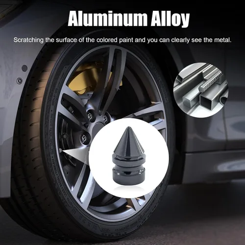 Miniatura 5 de Ziciner 4 piezas de tapas de válvula de neumático para automóvil, accesorios de aleación de aluminio con espigas para neumáticos, cubiertas