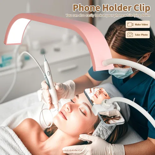 Miniatura 3 de HITTI Luz de Esteticistas, Luz Flexible de Cuello de Ganso para Pestañas para Técnicos de Pestañas, Luz LED de Media Luna con Soporte para Teléfono