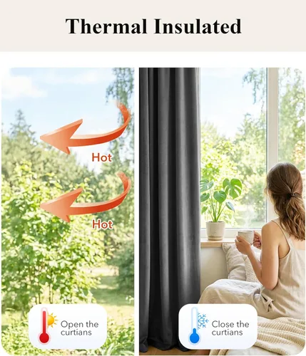 Miniatura 6 de StangH Cortinas de Terciopelo Grueso Sólido - Juego de Tratamiento de Ventanas con Oscurecimiento Moderado para Dormitorio, Cortinas/Cortinajes
