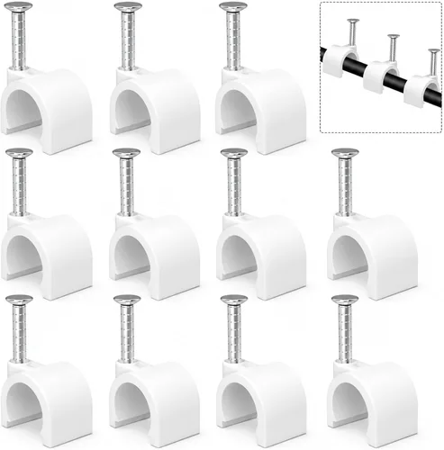 Clips de cable de 0.394 pulgadas para cable de 0.394 in, 100 clips de alambre para altavoces, abrazaderas coaxiales, clavijas de cable Ethernet,