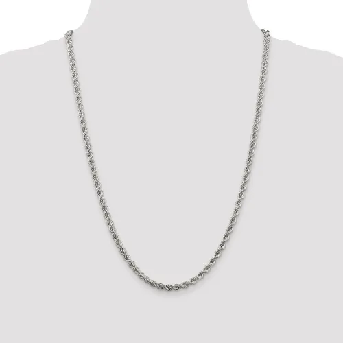 Miniatura 2 de Cadena de plata de ley 925 con cuerda maciza pulida y trenzada, 0.177in, pulsera o tobillera