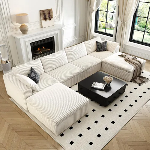 Miniatura 12 de LoveSeat Cloud Couch Sofá Seccional Modular para Sala de Estar, Sofá Moderno con Asiento Profundo, Sofá de 2 Plazas Sin Huesos con Otomana, Cómodos