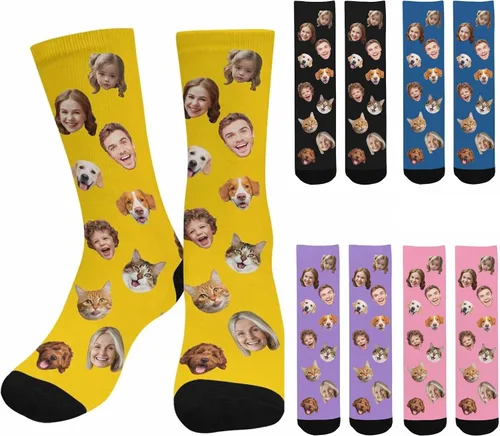Miniatura 216 de Artsadd Calcetines personalizados para mujeres y hombres, amantes de los perros y gatos, regalos divertidos unisex personalizados