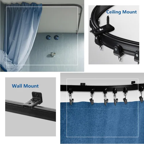 Miniatura 3 de TOKPLNU Riel de cortina de techo, 12 pies, color negro, flexible, flexible, curvado, para montaje en pared, sistema de riel de techo deslizante