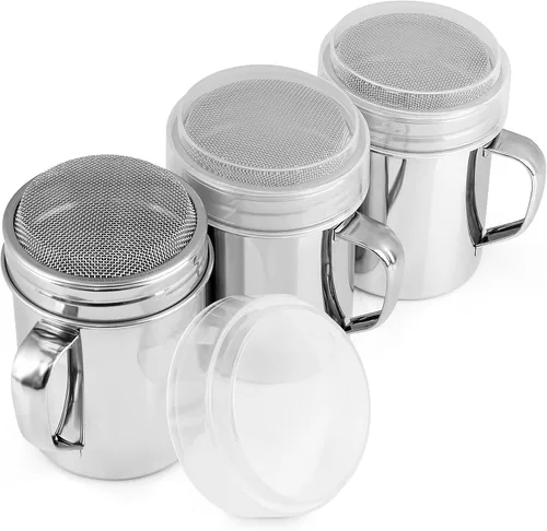 Miniatura 9 de Accmor 1 paquete espolvoreador de azúcar en polvo con mango, espolvoreador de canela tamizador de harina, colador de malla fina de acero inoxidable