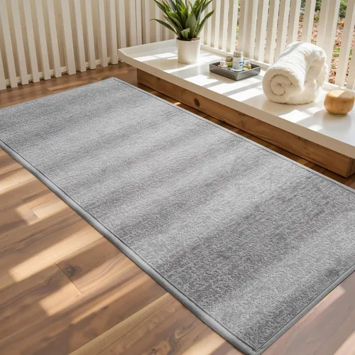Miniatura 23 de Tapetes de baño antideslizantes delgados para debajo de la puerta, tapetes de baño de secado rápido absorbentes con respaldo de goma trenzado