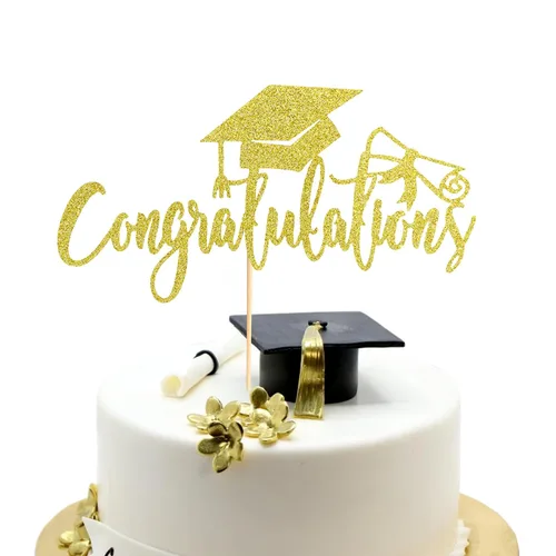 Miniatura 11 de Arthsdite 1 Pieza Decoración para Pastel de Graduación con Purpurina Dorada "So Proud of You" - 2025 Graduado Felicitaciones Senior Decoración