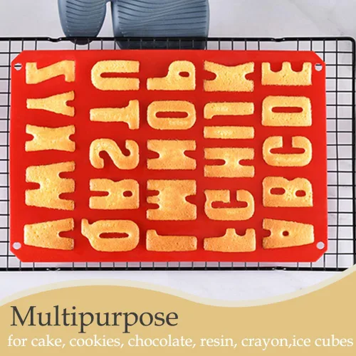 Miniatura 4 de Molde de silicona para tartas de letras sin BPA, molde de chocolate antiadherente, suave y fácil de desmoldar, molde decorativo rojo de silicona