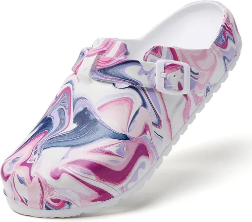 Miniatura 12 de Zuecos de enfermera estampados para mujer: zuecos de jardín sin cordones, impermeables, ligeros, duraderos, antideslizantes, cómodos para turnos