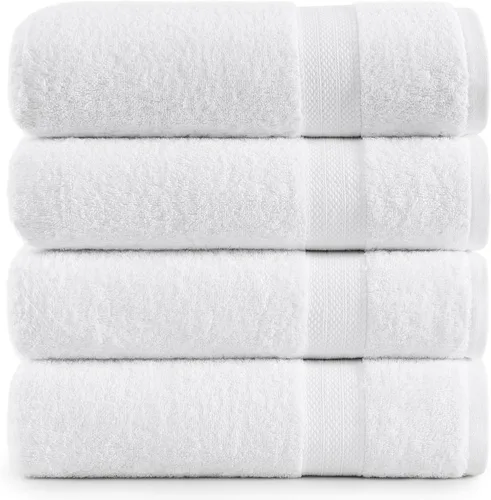 Lane Linen Paquete de 4 toallas de baño 100 % algodón (35 x 66 pulgadas), hilado en anillo, extra grandes, secado rápido, suaves, de poca pelusa y