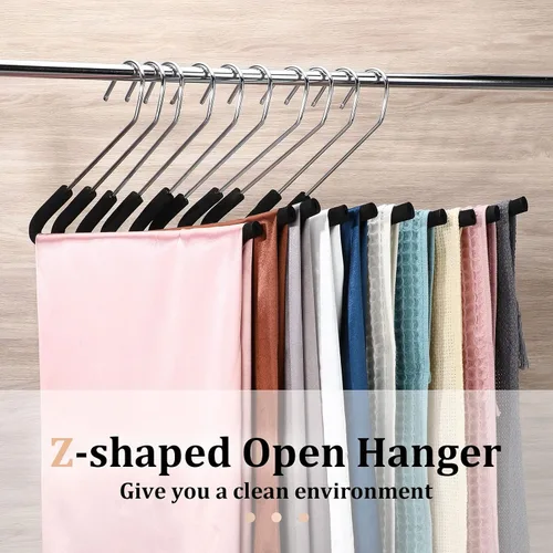 Miniatura 4 de Perchas acolchadas para pantalones con extremos abiertos, antideslizantes, con revestimiento de esponja de espuma, para hombres y mujeres, chapado