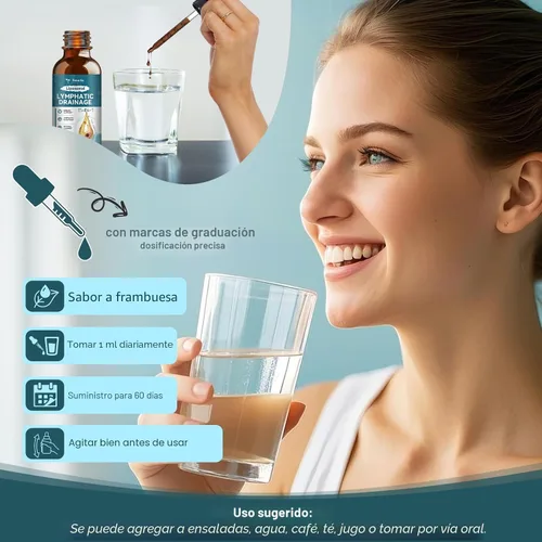 Miniatura 5 de Gotas de drenaje linfático liposomal: suplemento de drenaje linfático orgánico 11 en 1 con raíz de bardana, equinácea, saúco, caléndula, hierba