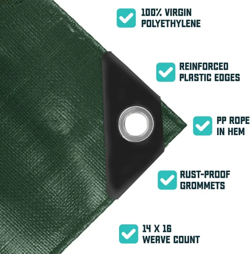 Miniatura 5 de Core Tarps - Lona resistente de 16 mm. / .62 pulgadas, impermeable, resistente a los rayos ultravioleta, a prueba de rasgaduras y roturas, lona