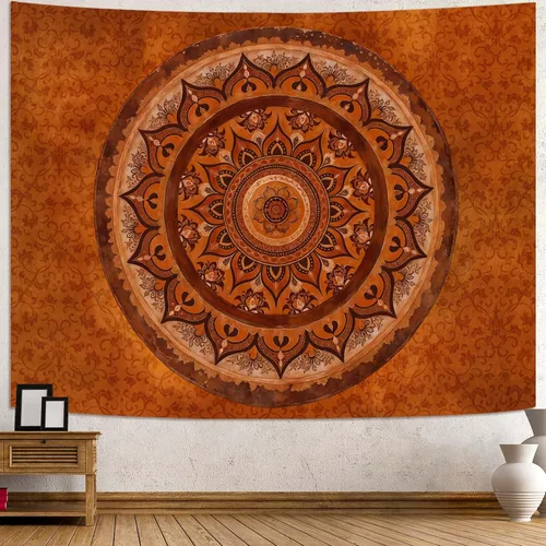 Miniatura 15 de Accnicc Tapiz bohemio con mandala floral para dormitorio, tapiz de pared con flores bohemias, pequeño, acuarela, azul, blanco, hippie, indio