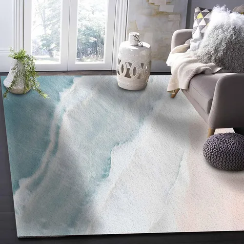 Miniatura 6 de Alfombra de playa de verano para sala de estar/dormitorio, 2 x 3 pies, antideslizante, color océano, náutica costera, color beige, alfombra de área