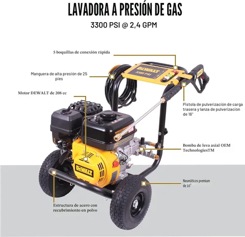 Miniatura 2 de Dewalt 61147S Lavadora a presión de 3300 PSI, 2.4 GPM, a gas, agua fría