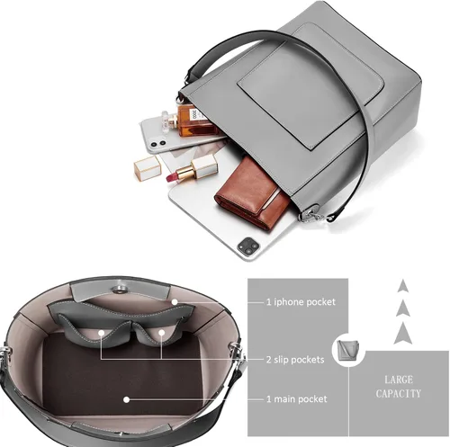 Miniatura 5 de BROMEN - Bolso de cuero para mujer, bolso estilo Hobo para llevar al hombro o cruzado