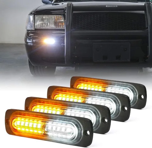 Miniatura 18 de Xprite Kit de 12 luces LED estroboscópicas de emergencia ámbar, superficie empotrada, marcador lateral, parrilla de advertencia de peligro, cabeza