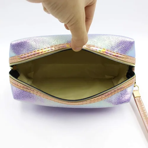 Miniatura 4 de Bolsa de cosméticos holográfica, organizador de artículos de tocador de viaje, bolsa de almacenamiento de sirena, bolsas de maquillaje pequeñas