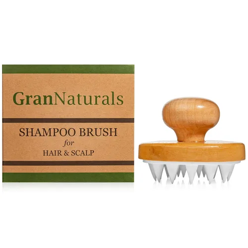 Miniatura 8 de GranNaturals Cepillo limpiador de champú de madera, masajeador de cuero cabelludo de ducha para hombres y mujeres, exfoliante de cabeza con cerdas