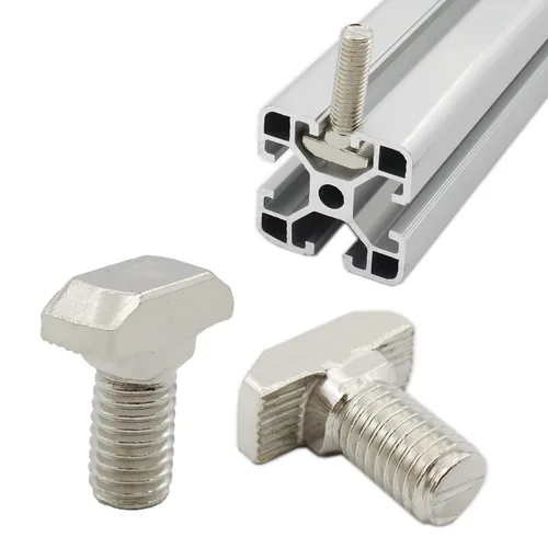 Miniatura 5 de 20 tornillos deslizantes de rosca M8 con ranura en T, acero al carbono, acero al carbono, niquelado, tornillos en forma de T para perfil de aluminio