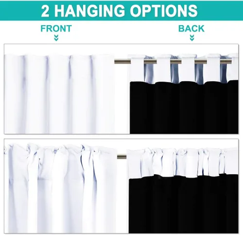 Miniatura 5 de NICETOWN Cortinas blancas 100% opacas para dormitorio, 2 capas gruesas completamente opacas con bolsillo para varilla, cortinas térmicas aisladas