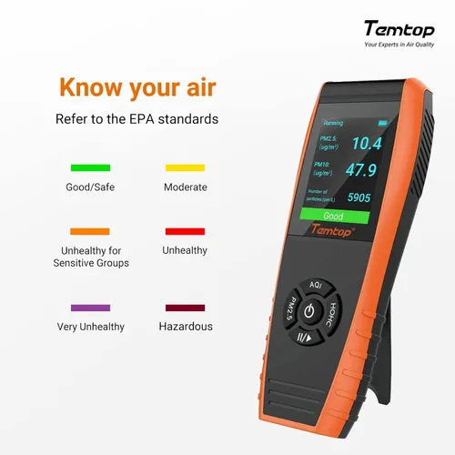 Miniatura 5 de Temtop Monitor PM2.5 P600, medidor esencial de partículas de aire PM2.5 PM10 probador de calidad del aire para detección de contaminación del aire