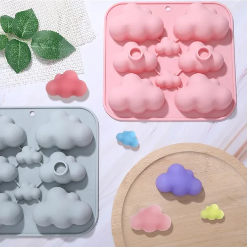 Miniatura 5 de Paquete de 2 moldes de silicona con forma de nube, moldes de chocolate en forma de nube, moldes de gomitas de nubes 3D, moldes de silicona