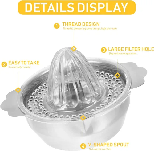 Miniatura 7 de Uonlytech Manual Stainless Steel Lemon Juicer 304 Food-grade Hand Squeezer Fruit Citrus Press for Kitchen and Outdoor Use