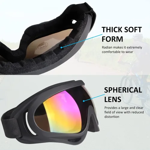 Miniatura 4 de Gafas de motocicleta para niños, 2 paquetes de gafas para cuatrimoto, motocross, esquí, gafas de carreras todoterreno para niños, gafas anti-UV, a