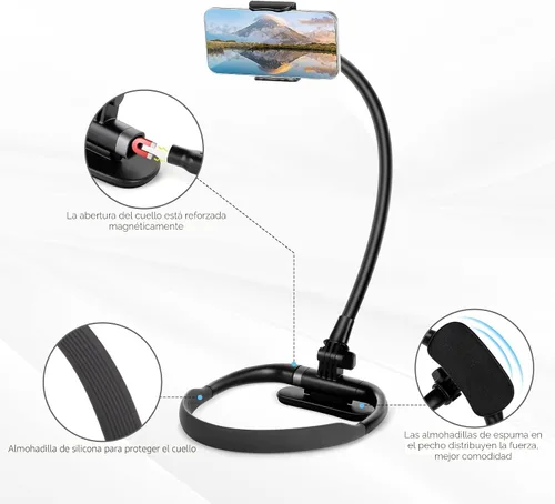 Miniatura 5 de Soporte para teléfono celular, soporte para teléfono celular de cuello, soporte de teléfono flexible de cuello de cisne sin manos para cama, soporte