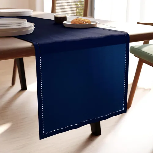 Miniatura 15 de Encasa XO Camino de mesa de comedor de 13 x 59 pulgadas, diseño de dobladillo de algodón puro, gris, lavable a máquina