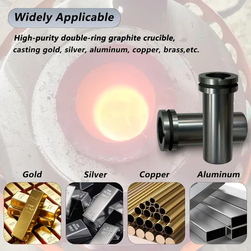 Miniatura 4 de Deruilong Crisol de grafito, crisol de grafito de alta pureza de 2.2 lbs/4.4 lbs, oro fundido, plata, cobre, molde de fundición de horno