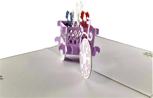 Miniatura 6 de iGifts And Cards Soporte patriótico para plantas de bicicleta, tarjeta de felicitación desplegable 3D, rojo, blanco, azul, flores, Wow, media