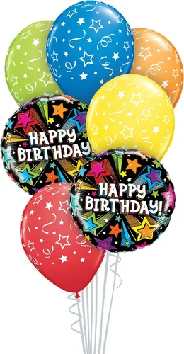 Miniatura 13 de Qualatex Caja de 7 piezas de ramo de globos, círculos de primer cumpleaños Stars-Boy