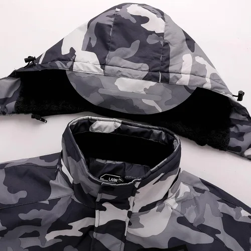 Miniatura 9 de Chaqueta de esquí impermeable de montaña para hombre, resistente al viento, abrigo cálido con capucha para invierno, Nieve
